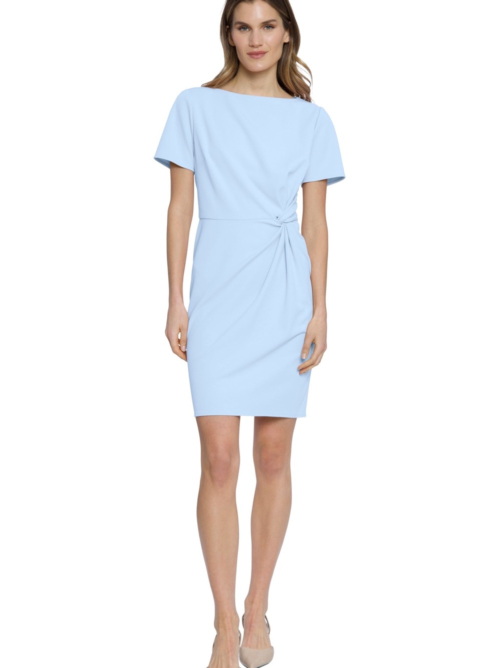 NWT Donna Morgan Maggy London Cassidy Side Twist Sheath Dress Blue Size 6